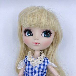 Groove Pullip Doll Blonde Blue Gingham Jumpsuit Green Eyes With Hearts